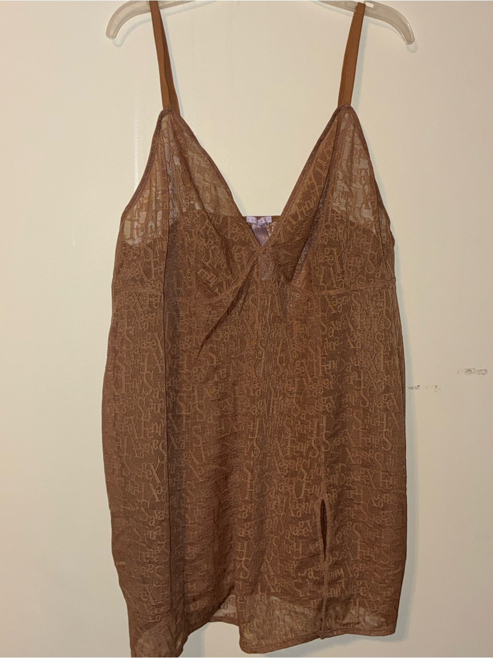 Savage X Fenty Brown Lace V-Neck Slip Chemise